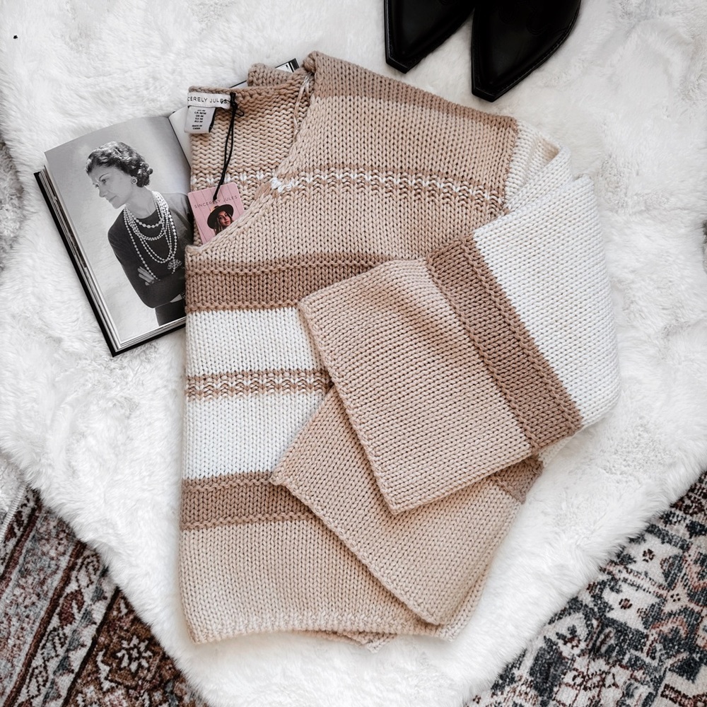 SOLD Sincerely Jules Latte&Cream Knitted Sweater